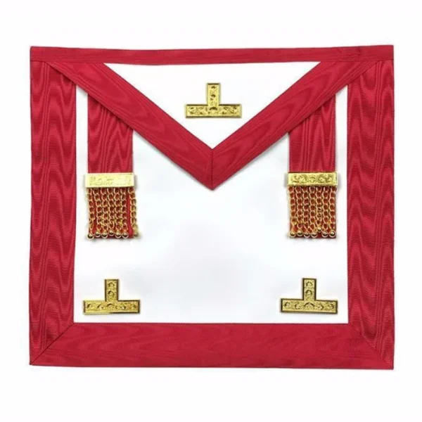 Worshipful Master Scottish Rite Apron - White & Red Moire Worshipful Master Scottish Rite Apron - White & Red Moire