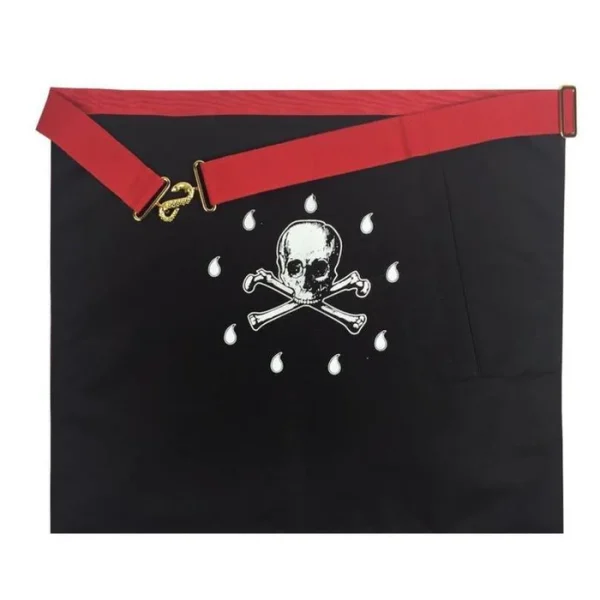 Worshipful Master Scottish Rite Apron - White & Red Moire Borders with Triple Taus 1 Worshipful Master Scottish Rite Apron - White & Red Moire Borders with Triple Taus