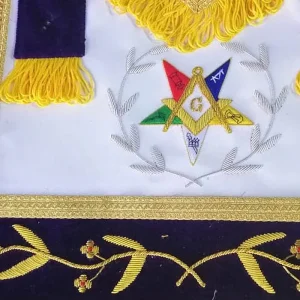 Home 102 Worthy Patron OES Apron - Gold & Silver Bullion Wire Hand Embroidery