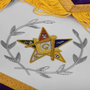 Worthy Patron OES Apron - Purple Velvet with Square & Compass G with Silver Wreath 8 Worthy Patron OES Apron - Purple Velvet with Square & Compass G with Silver Wreath