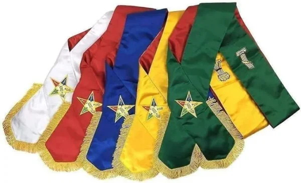 Masonic Order of Eastern Star OES Complete Sash Set - Set of 5 Sashes