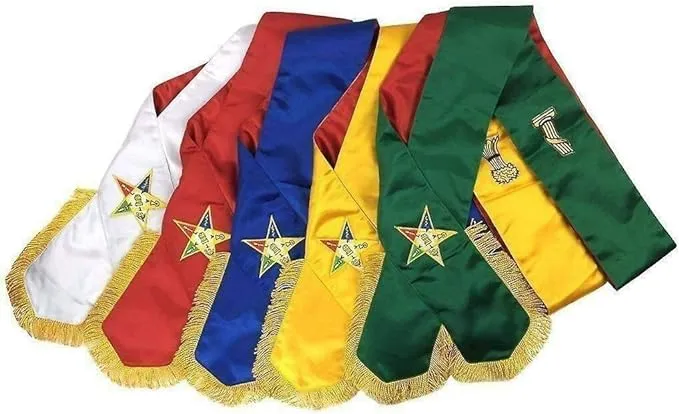 Masonic Order of Eastern Star OES Complete Sash Set – Set of 5 Sashes