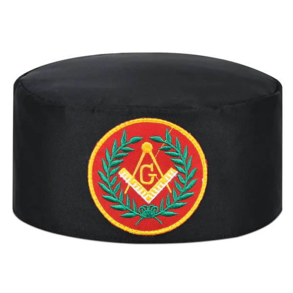 Master Mason Blue Lodge Crown Cap - Black with Red Emblem & Wreath