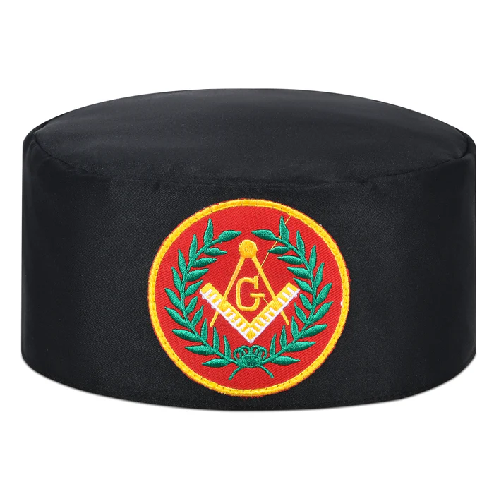 Master Mason Blue Lodge Crown Cap – Black with Red Emblem & Wreath