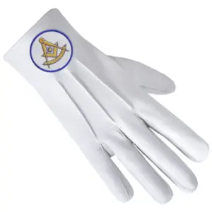Past Master Blue Lodge California Regulation Gloves - Leather with Gold Emblem with Blue Borders