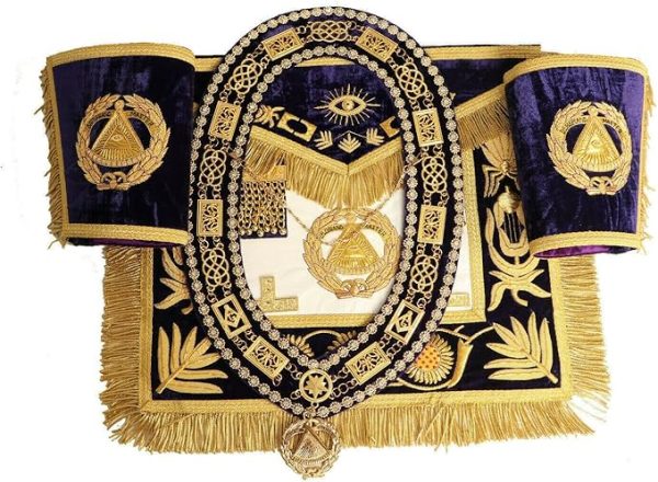 Masonic Regalia Deputy Grand Master Apron - 100% Lambskin with Collar & Cuffs (Purple)