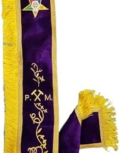 Masonic Order of Eastern Star OES Past Master Sash - Purple Velvet with Gold Trim