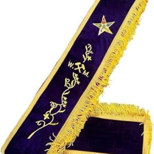 Masonic OES Worthy Matron Sash - Purple Velvet with Gold Fringe and Red Lining WM Sash