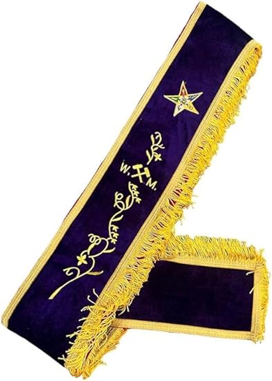 Masonic OES Worthy Matron Sash - Purple Velvet with Gold Fringe and Red Lining WM Sash