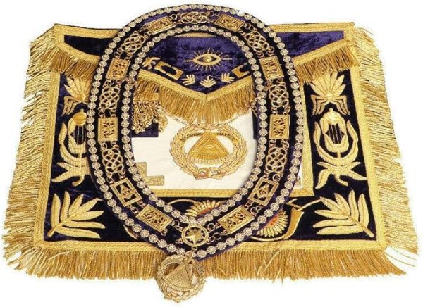 Masonic Regalia Deputy Grand Master Apron - 100% Lambskin with Collar & Cuffs (Purple)