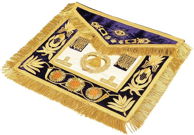 Masonic Regalia Deputy Grand Master Apron – 100% Lambskin with Collar & Cuffs (Purple)