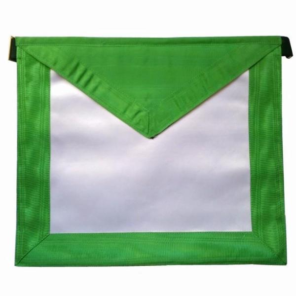 5th Degree Scottish Rite Apron - White Satin Green Moire Border Adjustable Belt 5th Degree Scottish Rite Apron - White Satin Green Moire Border Adjustable Belt