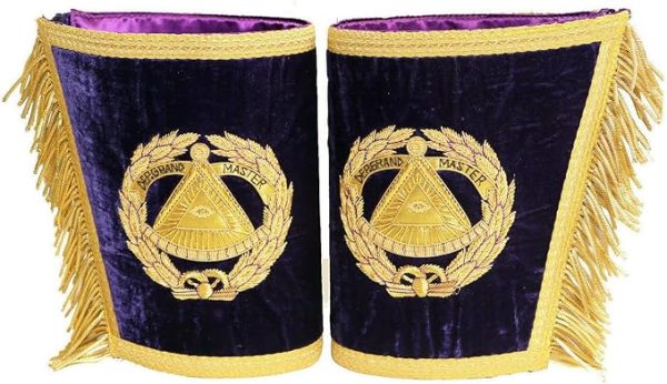 Masonic Regalia Deputy Grand Master Apron - 100% Lambskin with Collar & Cuffs (Purple)