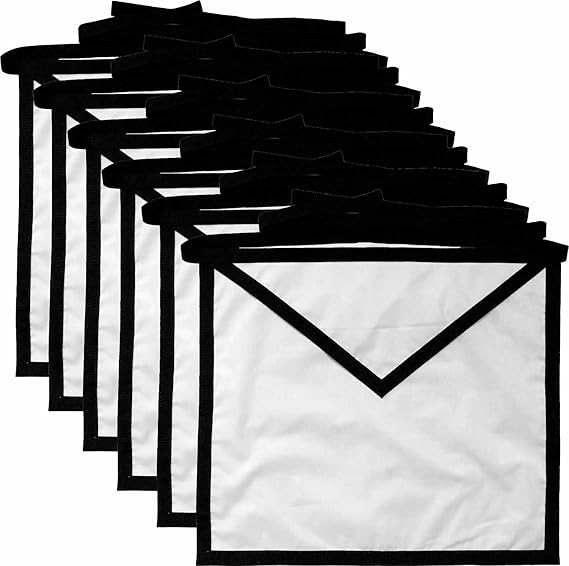 Masonic Funeral Aprons - White Cotton Duck Cloth with Black Ribbon (Pack of 12)