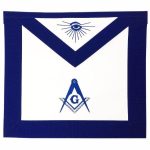 Master Mason Blue Lodge Apron - Navy Blue White Machine Embroidery
