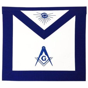Home 73 Master Mason Blue Lodge Apron - Navy Blue White Machine Embroidery