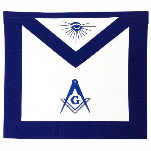 Master Mason Blue Lodge Apron - Navy Blue White Machine Embroidery Master Mason Blue Lodge Apron - Navy Blue White Machine Embroidery