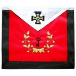 27th Degree Scottish Rite Apron White - Red Satin Adjustable Belt